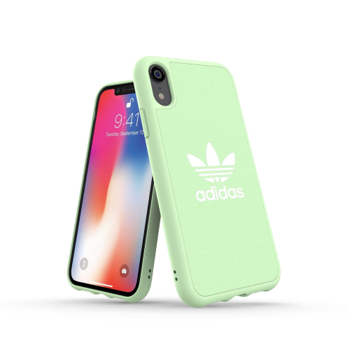 ADIDAS APPLE iPHONE XS MAX ADICOLOR CUSTODIA IN TPU E POLIURETANO VERDE MENTA CON LOGO BIANCO